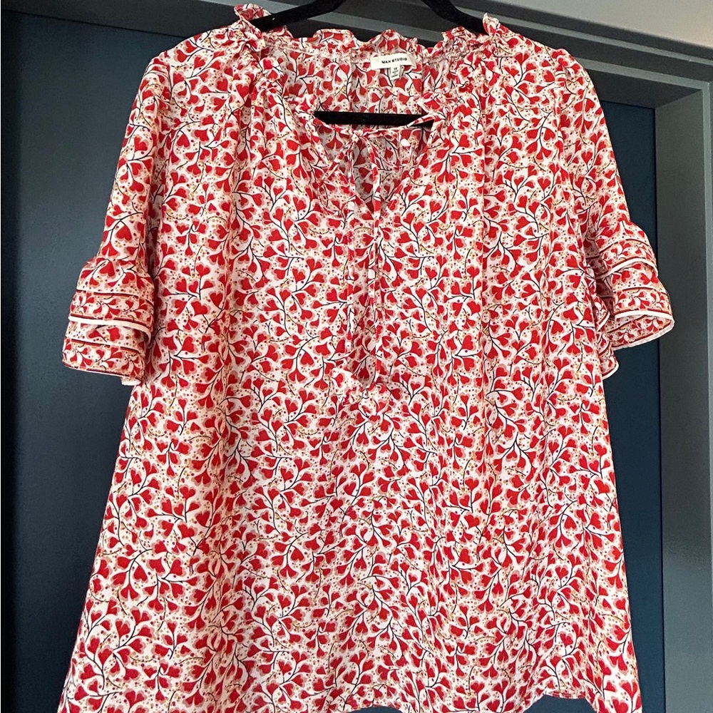 Max Studio Red and White Blouse